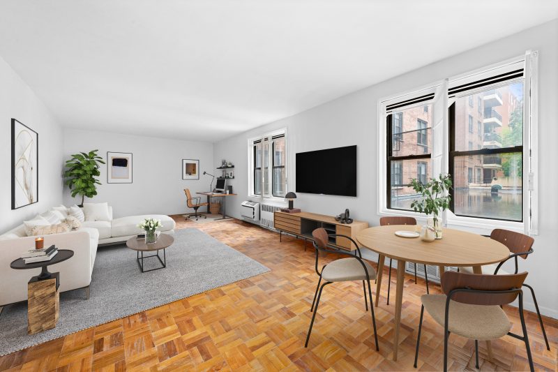 Living room of apartment 1K at 665 Thwaites Place in the Bronx.